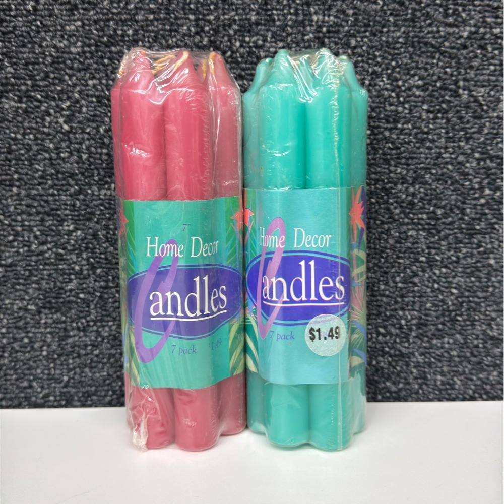 Vintage Home Decor Taper Candles 7‎ Inch Pink and Teal 7 Packs Frank's Nursery